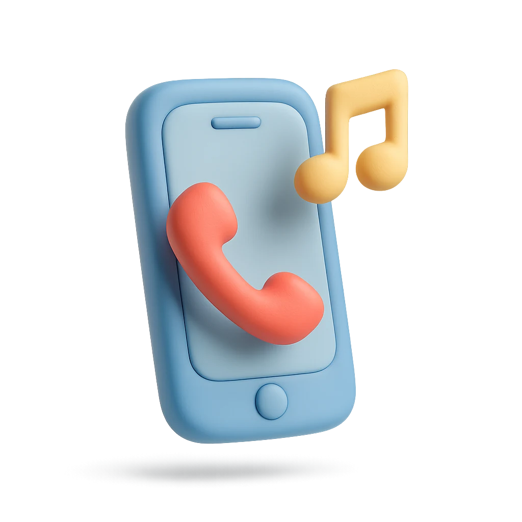 Smartphone avec un combiné téléphonique et une note de musique