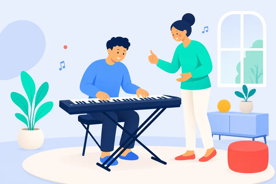 Illustration : cours de clavier ponctuel à domicile pour un adulte